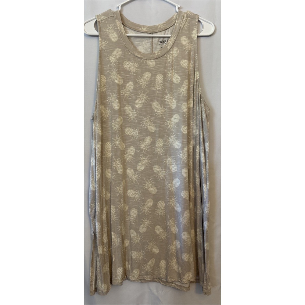 Torrid Super Soft Slub Jersey Tank Top Gray/beige Pineapple Print Tunic 3